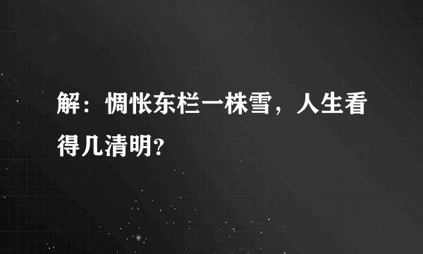 解：惆怅东栏一株雪，人生看得几清明？