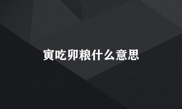 寅吃卯粮什么意思