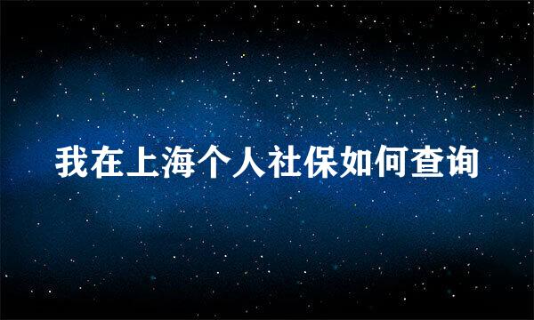 我在上海个人社保如何查询