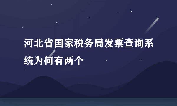 河北省国家税务局发票查询系统为何有两个