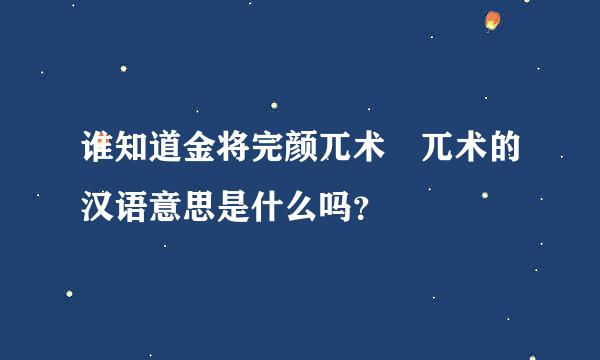 谁知道金将完颜兀术 兀术的汉语意思是什么吗？