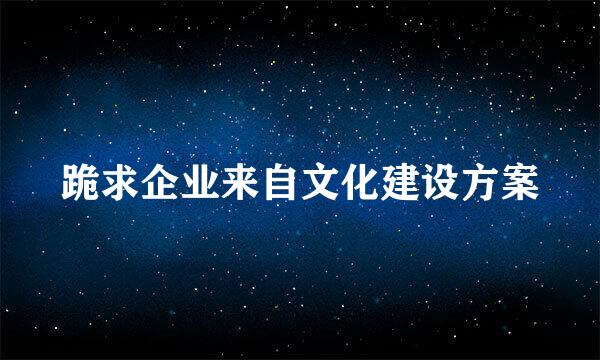 跪求企业来自文化建设方案