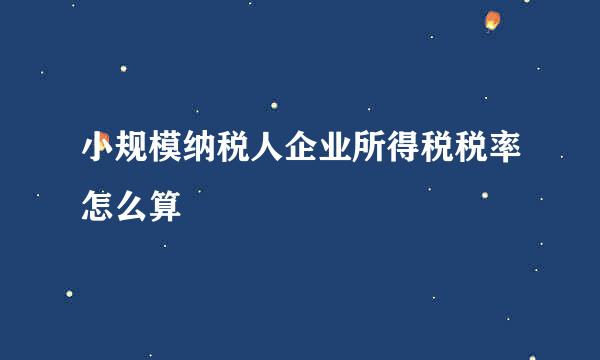 小规模纳税人企业所得税税率怎么算