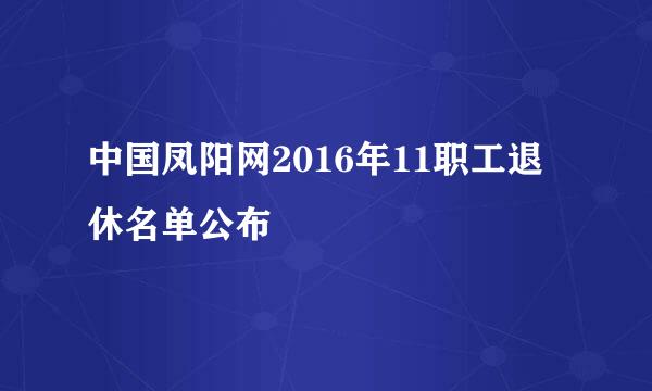 中国凤阳网2016年11职工退休名单公布