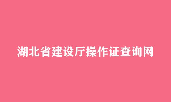 湖北省建设厅操作证查询网