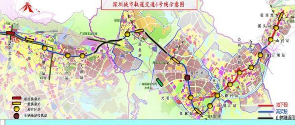 深圳地铁六号医银延杨牛那呼据架别愿线线路图