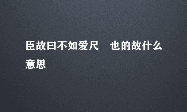 臣故曰不如爱尺縠也的故什么意思