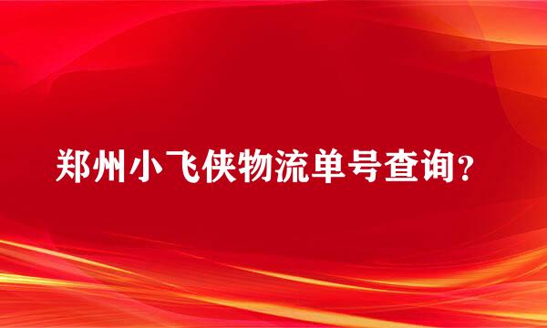 郑州小飞侠物流单号查询？