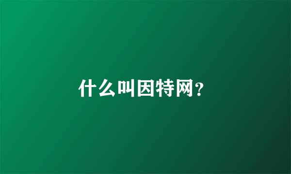 什么叫因特网？