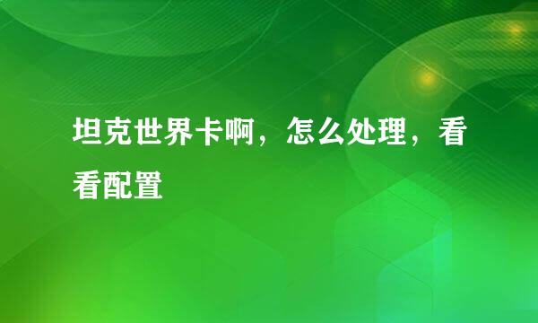 坦克世界卡啊，怎么处理，看看配置