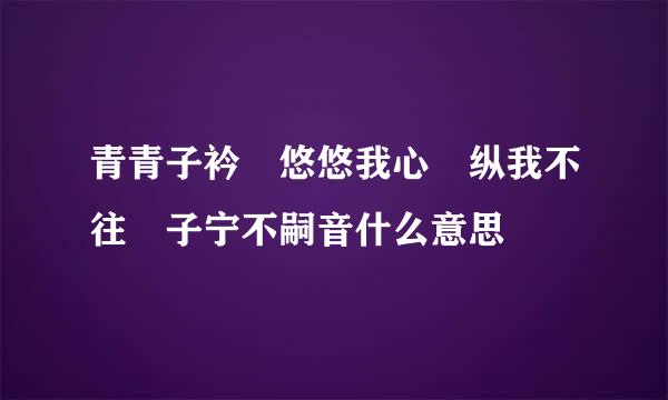 青青子衿 悠悠我心 纵我不往 子宁不嗣音什么意思