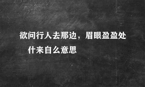 欲问行人去那边，眉眼盈盈处 什来自么意思