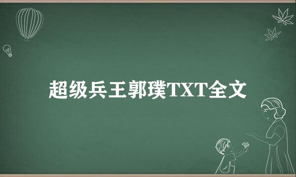 超级兵王郭璞TXT全文