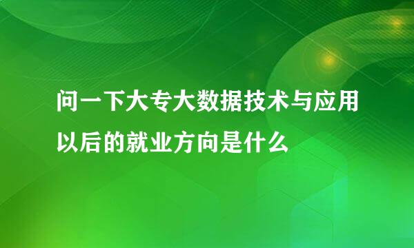 问一下大专大数据技术与应用以后的就业方向是什么