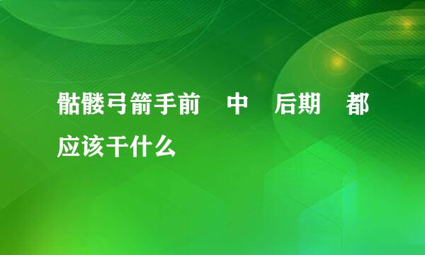 骷髅弓箭手前 中 后期 都应该干什么