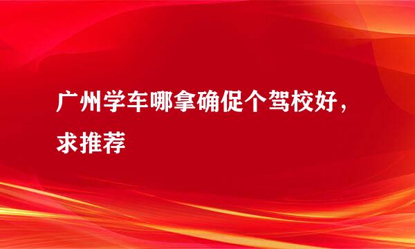 广州学车哪拿确促个驾校好，求推荐