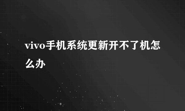 vivo手机系统更新开不了机怎么办