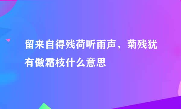 留来自得残荷听雨声，菊残犹有傲霜枝什么意思