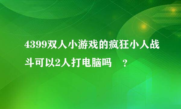 4399双人小游戏的疯狂小人战斗可以2人打电脑吗 ？