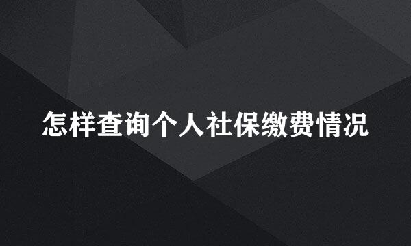 怎样查询个人社保缴费情况