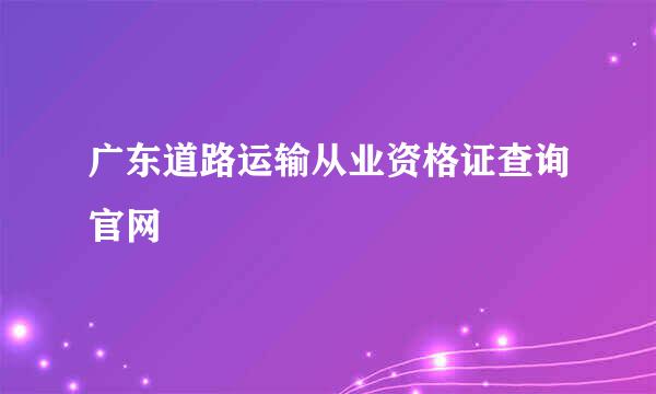 广东道路运输从业资格证查询官网