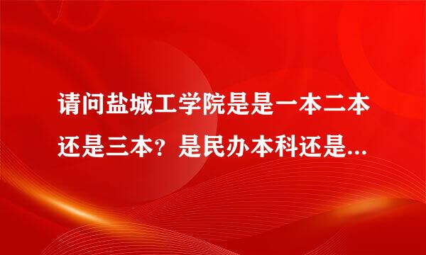 请问盐城工学院是是一本二本还是三本？是民办本科还是公办本科？盐城工学兵流死环析唱吸重尔便英院下属的三本叫什么名字？