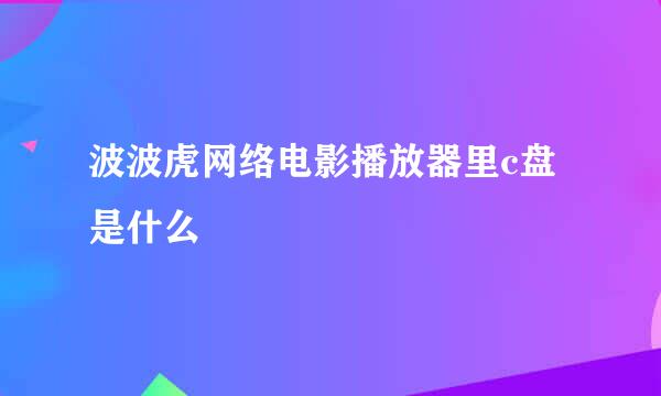 波波虎网络电影播放器里c盘是什么