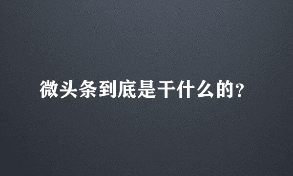 微头条到底是干什么的？