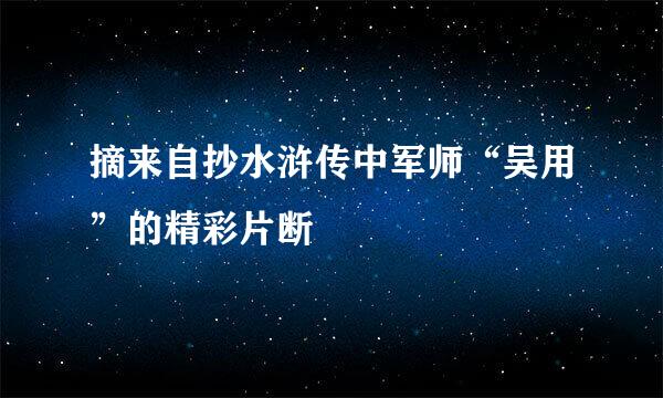 摘来自抄水浒传中军师“吴用”的精彩片断