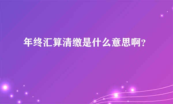 年终汇算清缴是什么意思啊？