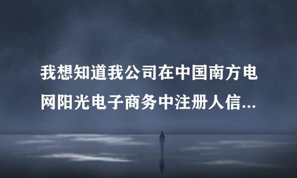 我想知道我公司在中国南方电网阳光电子商务中注册人信息怎么查？公司外部业务员注册的？香鲁袁以停磁娘公司里面查部到！