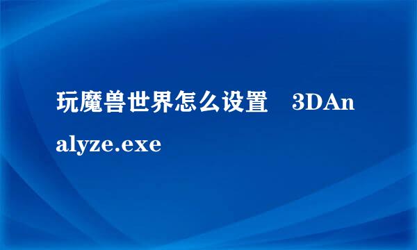 玩魔兽世界怎么设置 3DAnalyze.exe