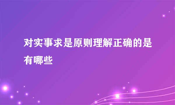 对实事求是原则理解正确的是有哪些