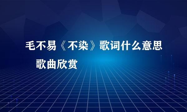 毛不易《不染》歌词什么意思 歌曲欣赏