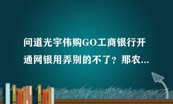 问道光宇伟购GO工商银行开通网银用弄别的不了？那农村信用社呢？详细