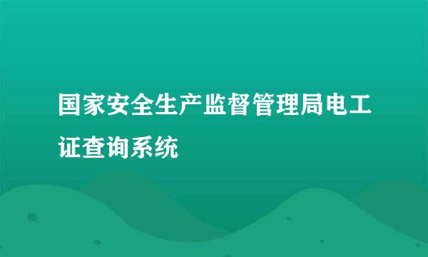 国家安全生产监督管理局电工证查询系统