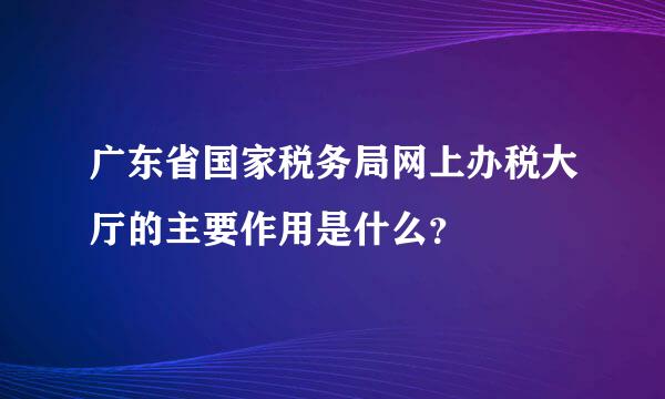 广东省国家税务局网上办税大厅的主要作用是什么？