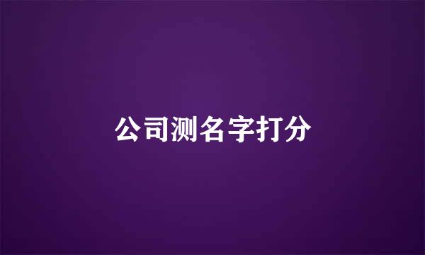 公司测名字打分