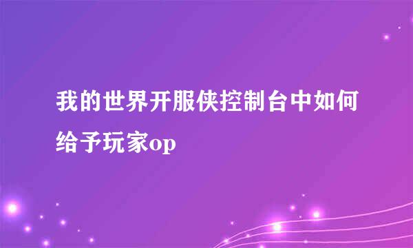 我的世界开服侠控制台中如何给予玩家op