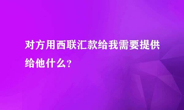 对方用西联汇款给我需要提供给他什么？