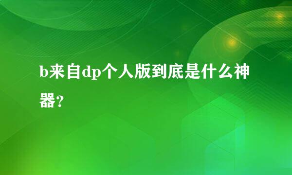 b来自dp个人版到底是什么神器？