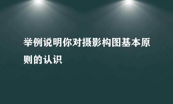 举例说明你对摄影构图基本原则的认识