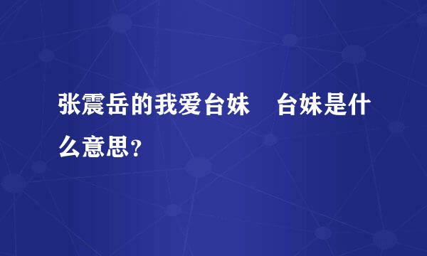 张震岳的我爱台妹 台妹是什么意思？