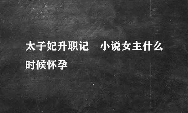 太子妃升职记 小说女主什么时候怀孕