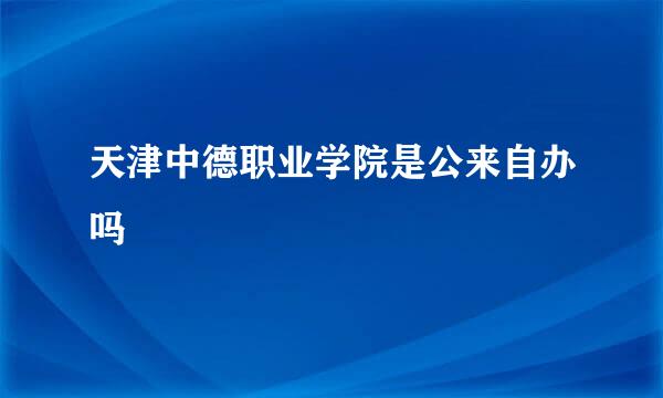 天津中德职业学院是公来自办吗