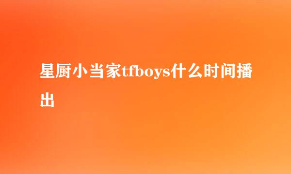 星厨小当家tfboys什么时间播出