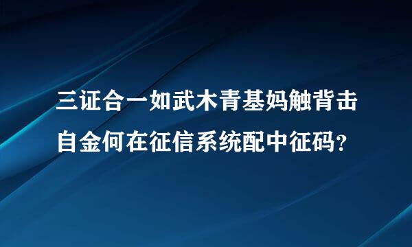 三证合一如武木青基妈触背击自金何在征信系统配中征码？