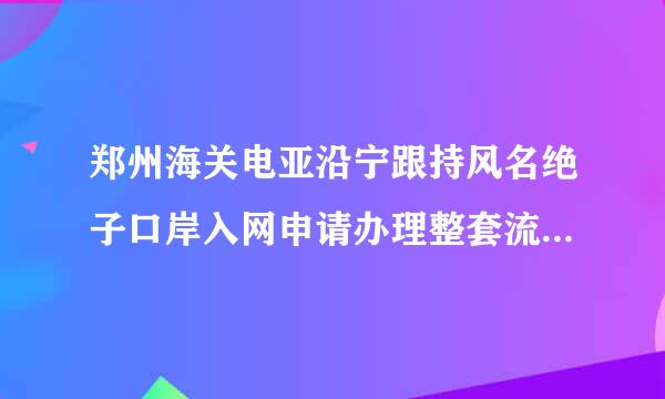 郑州海关电亚沿宁跟持风名绝子口岸入网申请办理整套流程需要多长时间