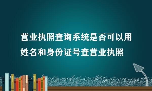 营业执照查询系统是否可以用姓名和身份证号查营业执照