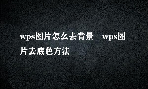 wps图片怎么去背景 wps图片去底色方法